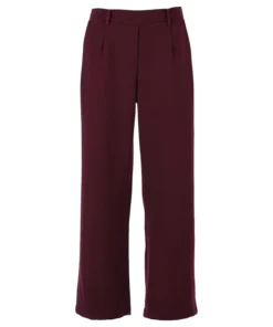 Enjoy dames pantalon wide leg met wijde rechte pijpen in port wijnrood