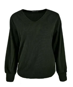 FOS Amsterdam dames blouson Bella in donker army groen met V-hals en elastische boord aan de onderkant