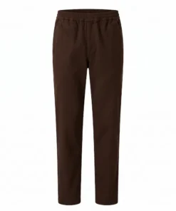 Luigi Morini Weiden heren broek met elastische tailleband van katoen stretch in donkerbruin