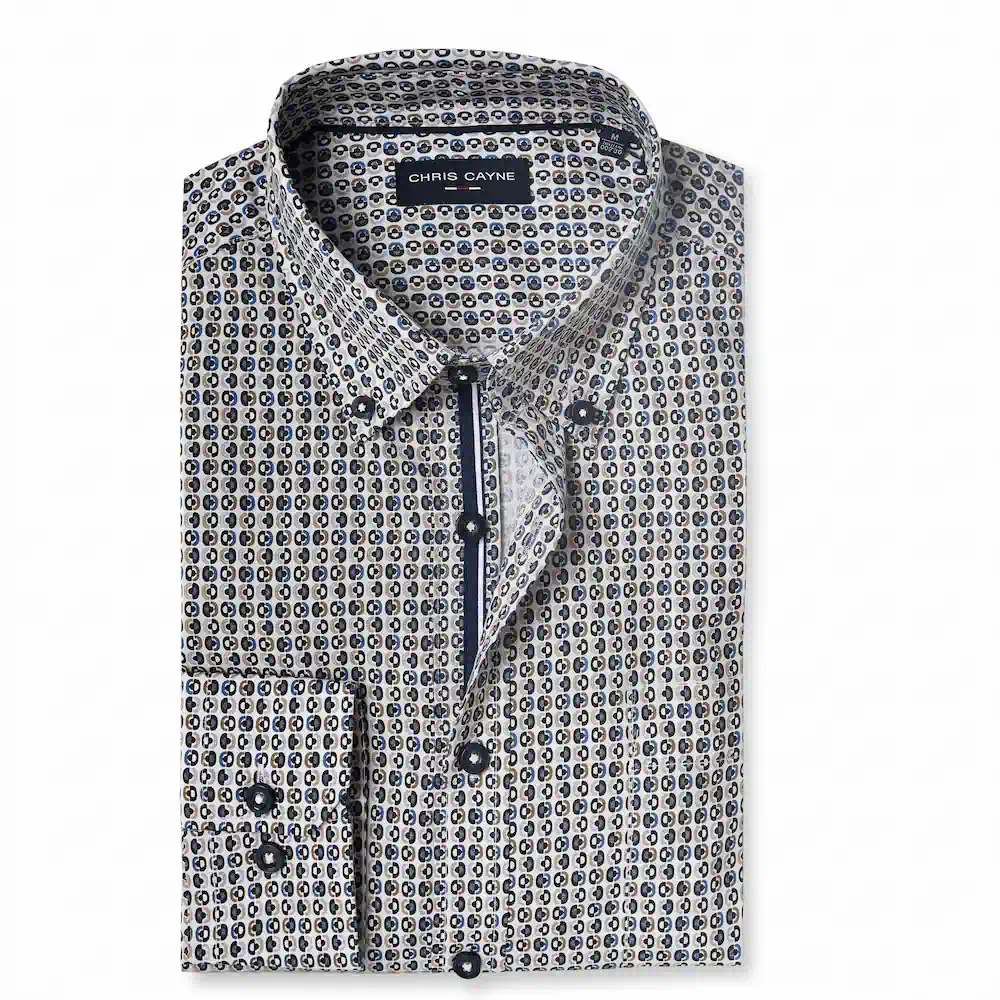 Chris Cayne overhemd blauw / beige