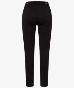 Raphaela by Brax dames slip-on broek model Lillyth in zwart met elastische tailleband en strijkplooi_achter