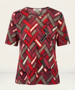 Sensia Twinset rood / Taupe shirt