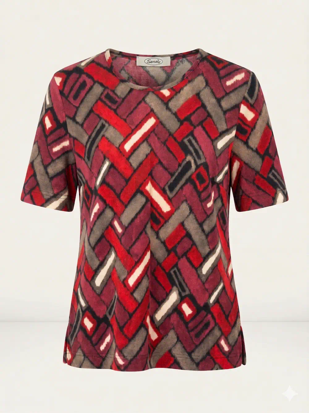 Sensia Twinset rood / Taupe shirt
