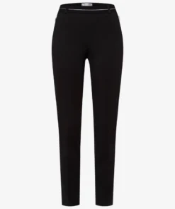 Raphaela by Brax dames slip-on broek model Lillyth in zwart met elastische tailleband en strijkplooi