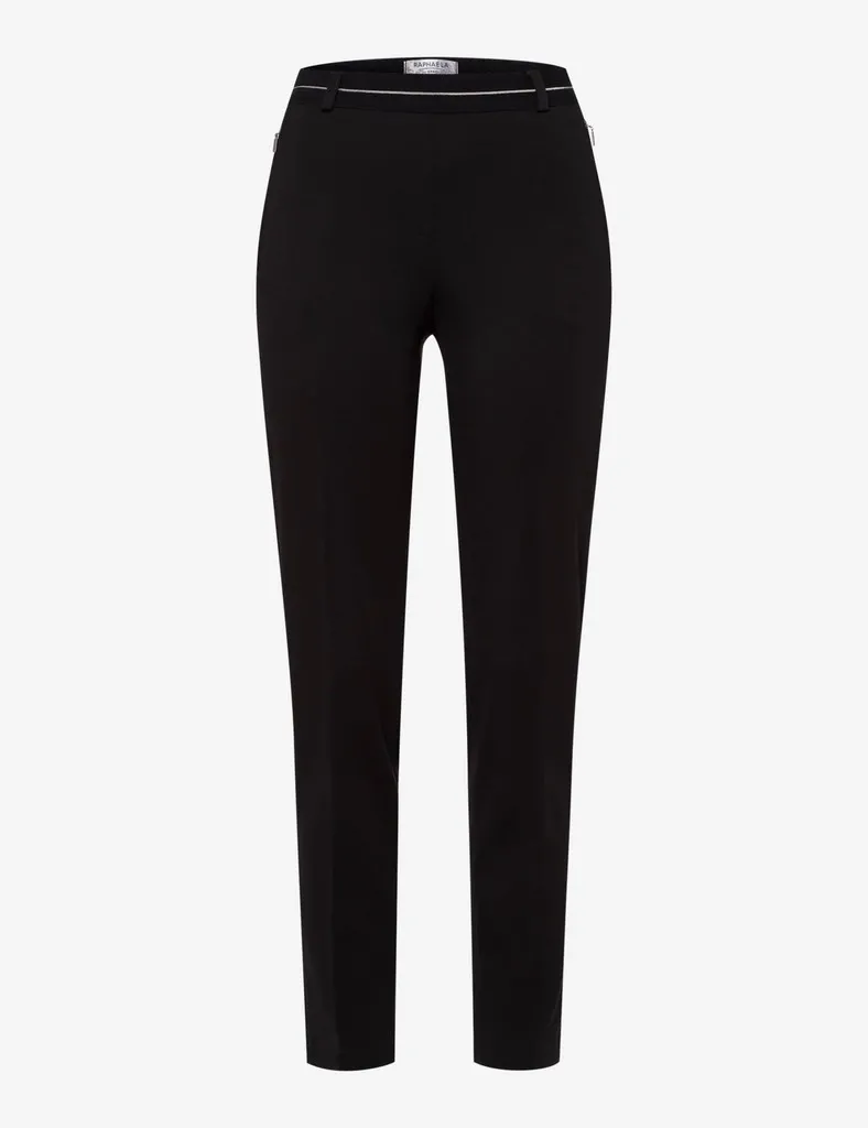 Raphaela by Brax dames slip-on broek model Lillyth in zwart met elastische tailleband en strijkplooi