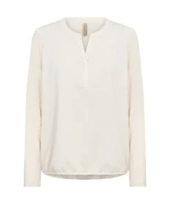 Soyaconcept dames blouson SC-Hermine 3 in ecru met V-hals uitsnede en elastische zoom aan de onderzijde