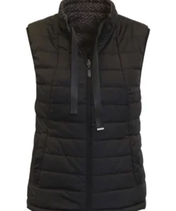Signature omkeerbare dames bodywarmer in bruin en zwart met ritssluiting, handige zakken en comfortabele pasvorm_zwart