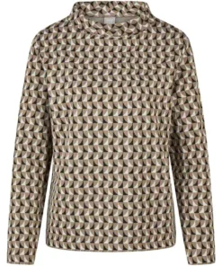 Rabe dames trui in beige en zwart met comfortabele turtleneck en lange mouwen