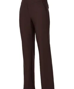 Dreamstar dames broek Monty met rechte pijp in cacaobruin van travelstof met zachte fleece voering