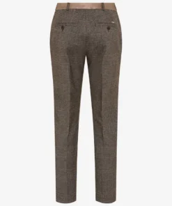 Raphaela by Brax dames broek Maron S in bruin met klassiek ruitdessin, persvouwen en comfortabele elastische band_achter