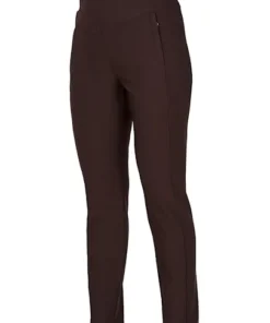 Dreamstar dames broek Benco van travelstof met warme fleece binnenkant in cacaobruin voorzien van ritszakken