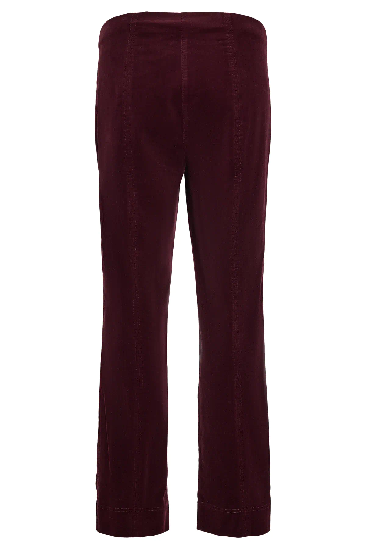 Robell dames pantalon Marie in bordeauxrode babycord met comfortabele elastische band en rechte pijpen_model