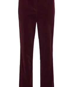 Robell dames pantalon Marie in bordeauxrode babycord met comfortabele elastische band en rechte pijpen