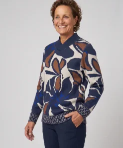 Leona trui marine beige - Afbeelding 2