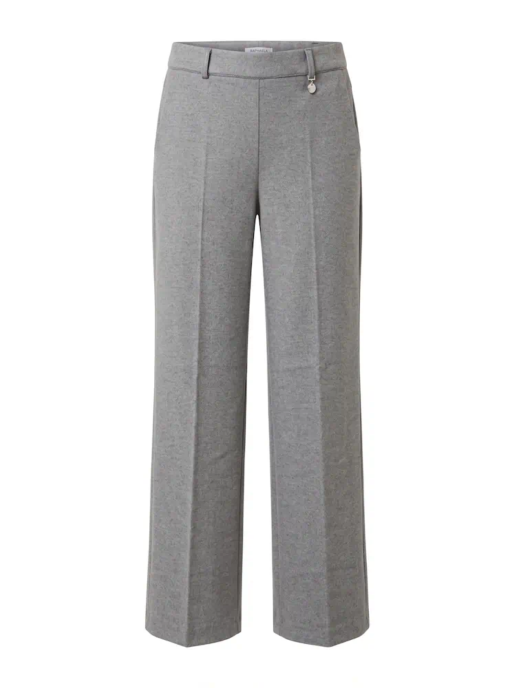 Raphaela by Brax dames broek Lillith Flaired in grijze flanell kwaliteit met uitlopende pijpen en elastische band